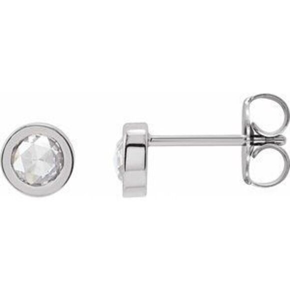 Kazi Luxury 14K White 3/4 CTW Rose-Cut Natural Diamond Bezel-Set Earrings